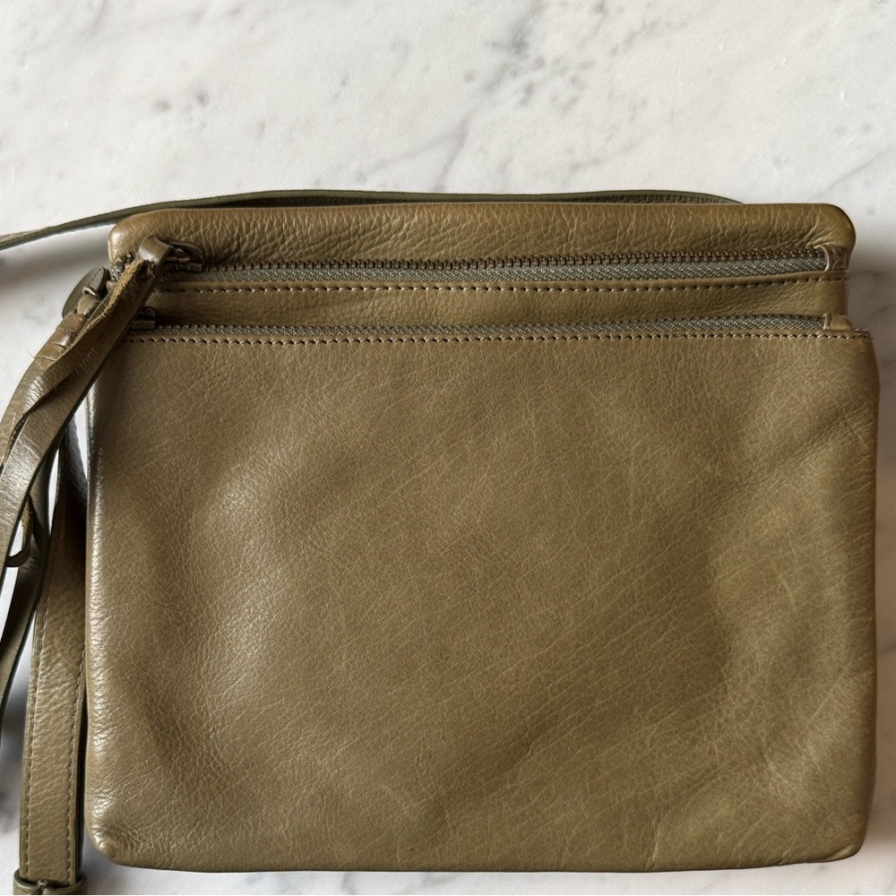 Lucky Brand Olive Green Leather Crossbody Bag